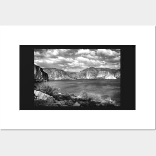 Canyon Lake In Black And White Posters and Art